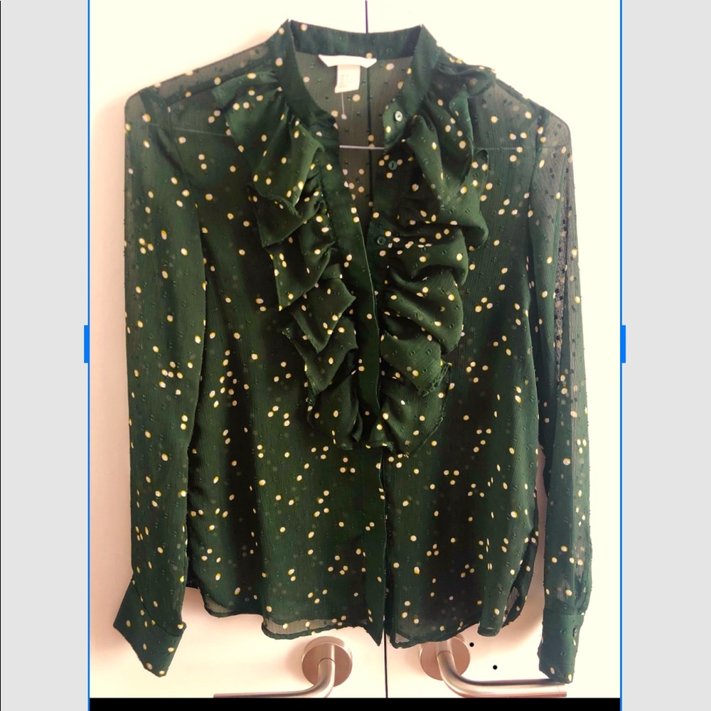 H&M Green Polka Dot Blouse